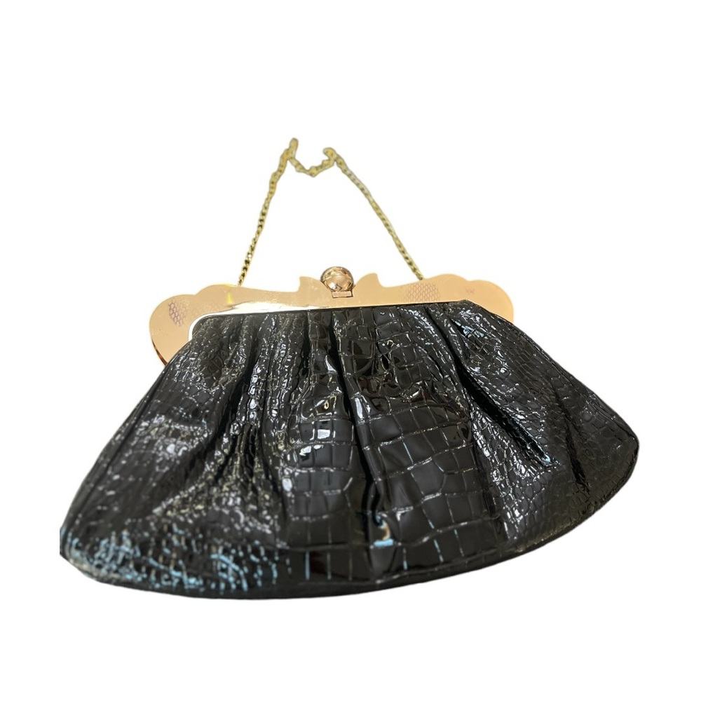 Iris Lane Black Clutch with Rhinestone Handbag - Picture 3 of 10